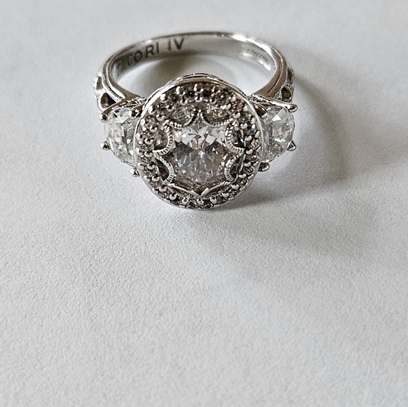 Antique Style Tacori IV Diamonique Epiphany Platinum Clad 925 Ring Size 5.5 - Picture 8 of 16